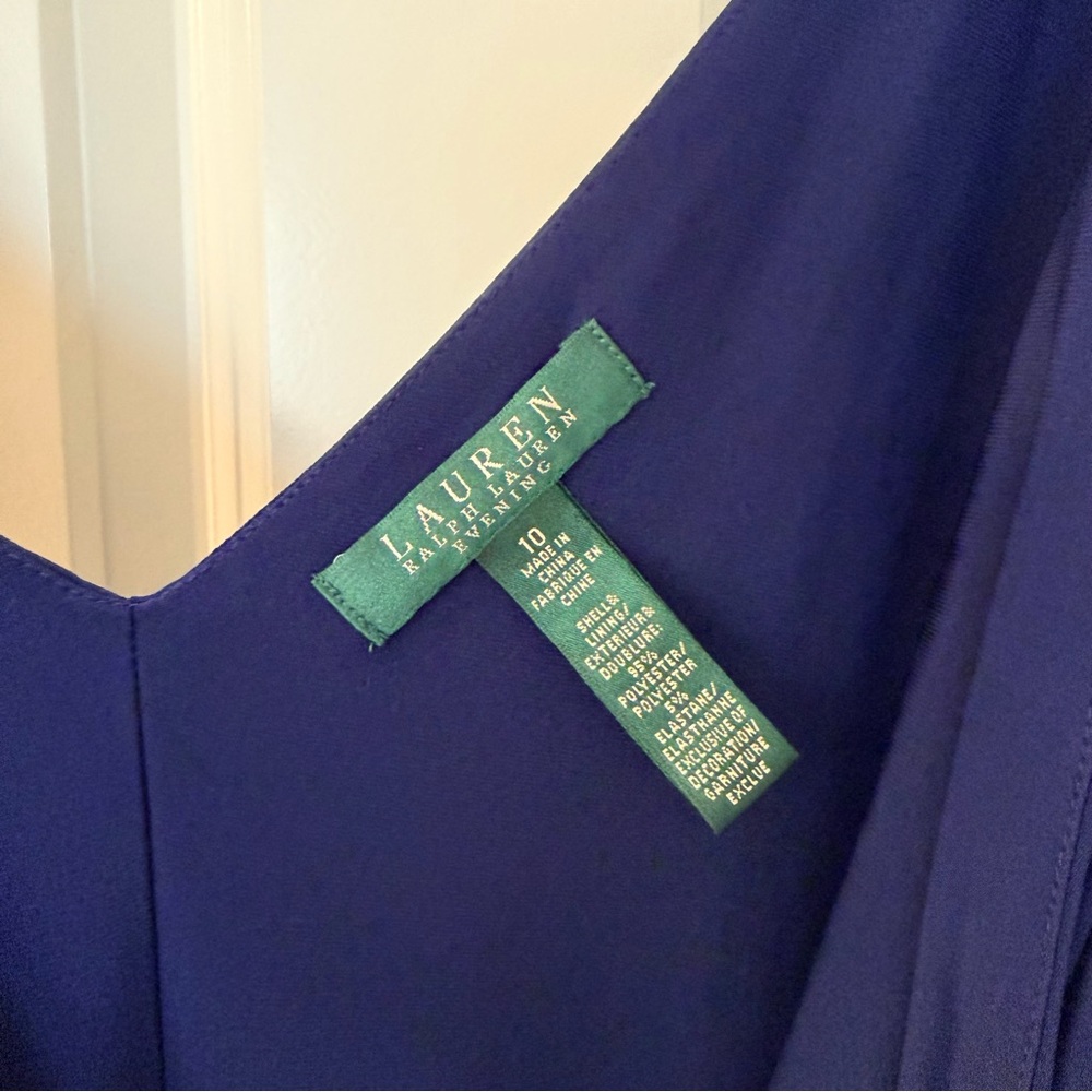 Ralph Lauren Deep Blue Long Sleeve Cross Front Maxi Dress - Picture 3 of 5